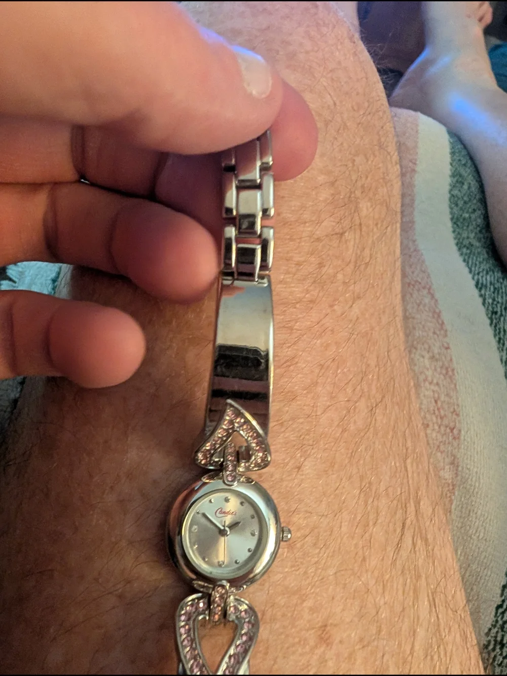 Candie'sSilver-Tone Round Watch with Crystal Accents With Quartz Move Brand Batt